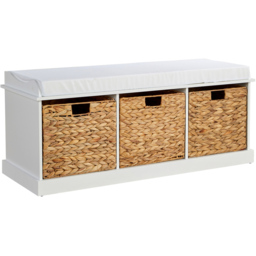 Home Source 3 Woven Drawer Padded Cushioned Top Storage Bench - thumbnail 2