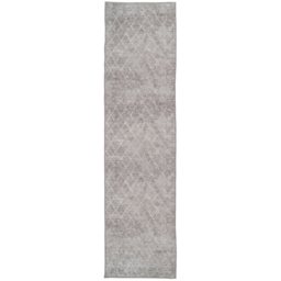 Kukoon Distressed Geometric Trellis Beige and Grey Rug 80 x 300cm - thumbnail 1