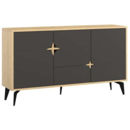Decortie Spark Oak and Anthracite 4 Door Sideboard Display Unit - thumbnail 2
