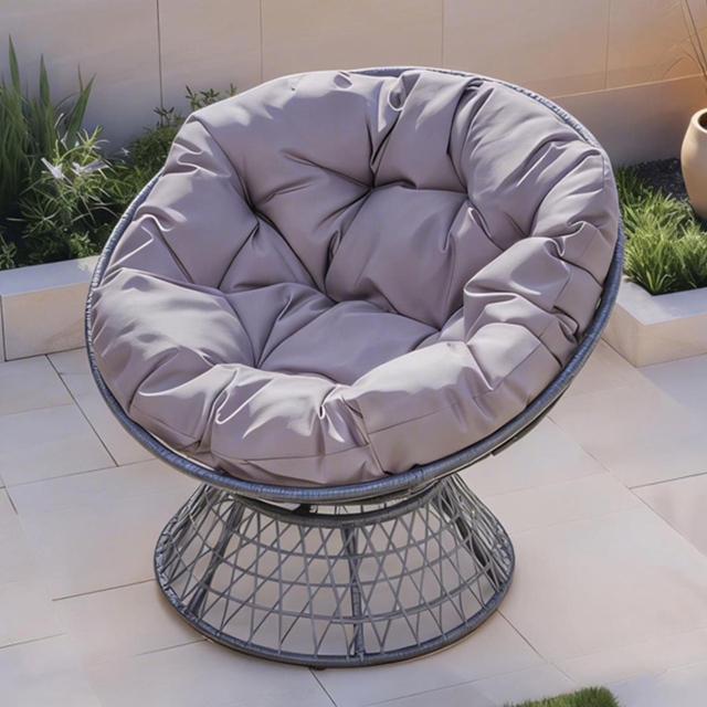 Home Source Oasis Dark Grey Round Cushioned Indoor Outdoor Papasan Chair - image 1