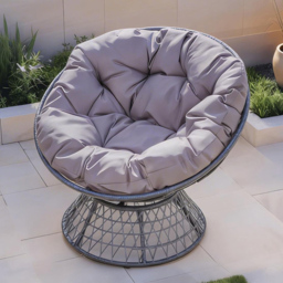 Home Source Oasis Dark Grey Round Cushioned Indoor Outdoor Papasan Chair - thumbnail 1