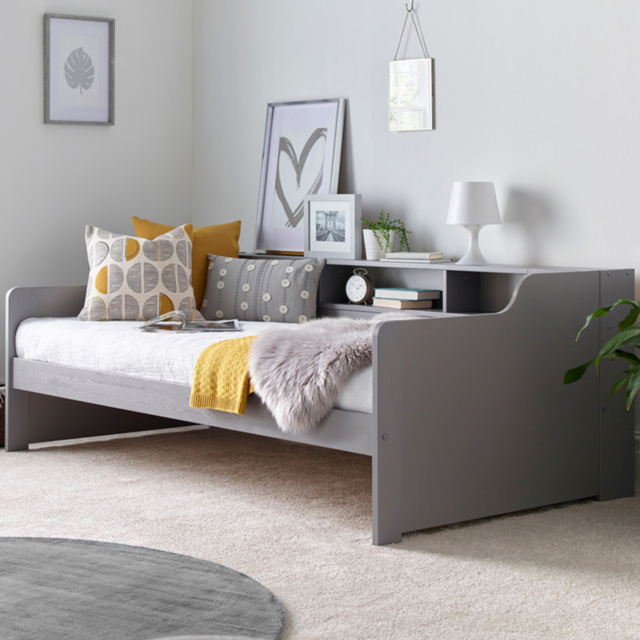 Tyler Single Grey Bed with Orthopaedic Mattress - image 1