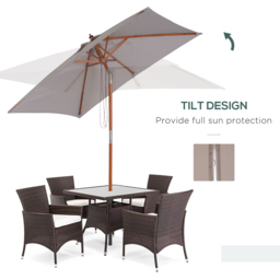 Outsunny Grey Tilting Parasol 2 x 1.5m - thumbnail 4
