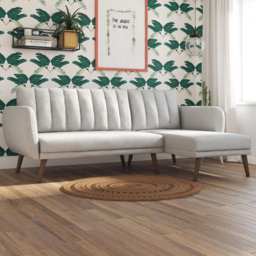 Novogratz Brittany 3 Seater Grey Linen Sofa Bed