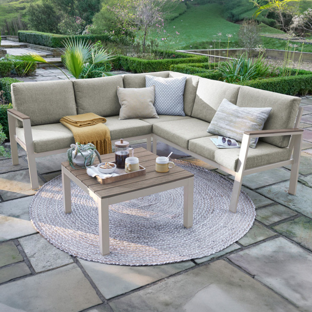 Norfolk Collection Easton Anthracite Beige 5 Seater Outdoor Mini Corner Lounge Set - image 1