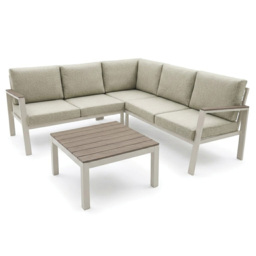 Norfolk Collection Easton Anthracite Beige 5 Seater Outdoor Mini Corner Lounge Set - thumbnail 2
