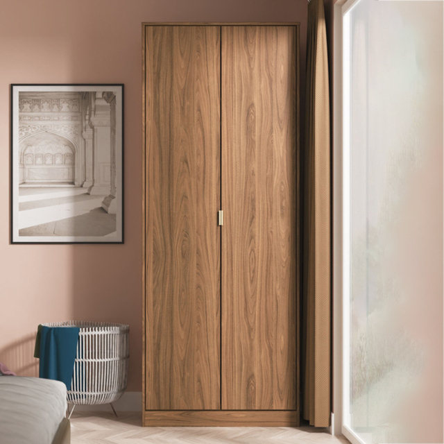 Crowndale Hong Kong 2 Door Carini Walnut Tall Wardrobe Ready Assembled - image 1