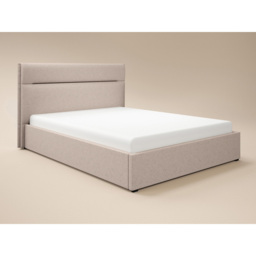 SOLACE+CO Nela King Size Beige Woven Fabric Ottoman Bed with Padded Headboard - thumbnail 2