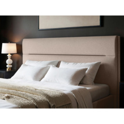 SOLACE+CO Nela King Size Beige Woven Fabric Ottoman Bed with Padded Headboard - thumbnail 4