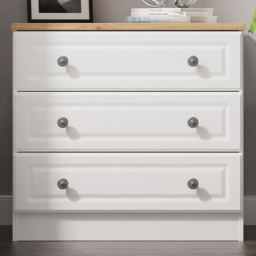 Crowndale Norfolk White Ash and Bardolino Oak 3 Drawer Chest of Drawers Ready Assembled - thumbnail 1