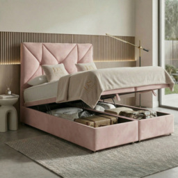 DS Living Eclipse Pink King Size Plush Velvet Ottoman Bed - thumbnail 2