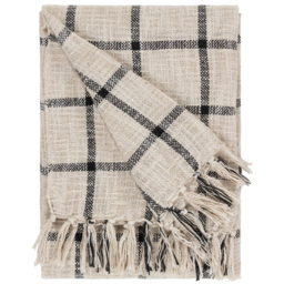 Yard Beni Natural and Black Checked Fringed Throw 130 x 180cm - thumbnail 1