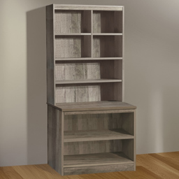 R White Cabinets 6 Tier Grey Desk Height Bookcase with Hutch