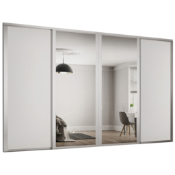 Spacepro Shaker 4 Door Dove Grey Sliding Wardrobe Kit with 2 Panel and 2 Mirror 3506mm - thumbnail 1