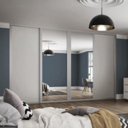 Spacepro Shaker 4 Door Dove Grey Sliding Wardrobe Kit with 2 Panel and 2 Mirror 3506mm - thumbnail 2