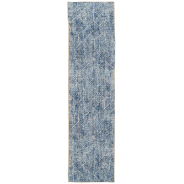 Kukoon Geometric Distressed Denim Blue Rug 80 x 300cm - image 1