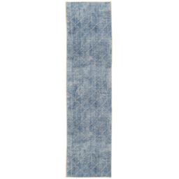 Kukoon Geometric Distressed Denim Blue Rug 80 x 300cm - thumbnail 1