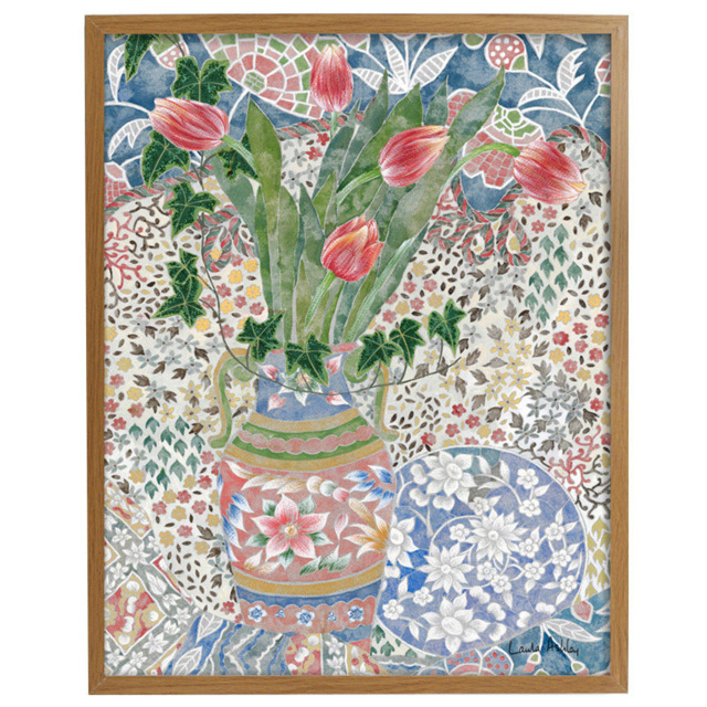 Laura Ashley Abstract Tulips Wooden Frame Wall Art 70 x 100cm - image 1