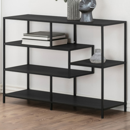 Florence Seaford Black 4 Shelf Metal Wide Bookcase