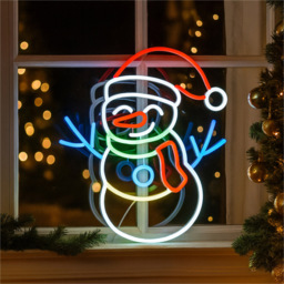Xmas Haus Multicolour Neon LED Snowman Christmas Ornament 40 x 35cm - thumbnail 3