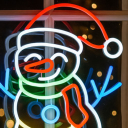 Xmas Haus Multicolour Neon LED Snowman Christmas Ornament 40 x 35cm - thumbnail 2