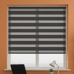 New Edge Blinds Day and Night Slate Grey Zebra Roller Blind 45cm
