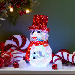 The Christmas Workshop 25cm 100 Cool White LED Iridescent Snowman - thumbnail 2