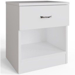 FWStyle Promo White Single Drawer Modern Bedside Table - thumbnail 2