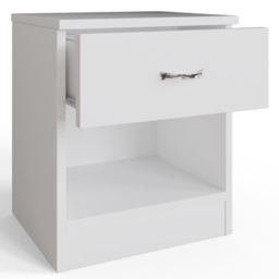 FWStyle Promo White Single Drawer Modern Bedside Table - thumbnail 3
