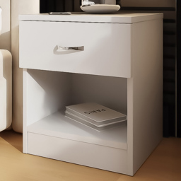 FWStyle Promo White Single Drawer Modern Bedside Table - thumbnail 1