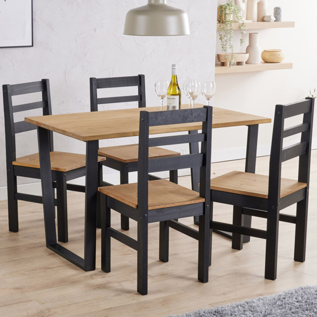 Core Product Texas Linea 4 Seater Dining Set Antique Wax Pine - image 1