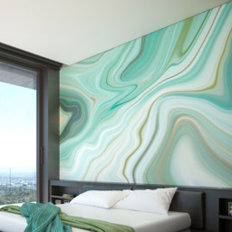 Origin Murals Marbled Ink Green Wall Mural - thumbnail 1