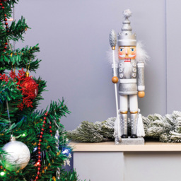 St Helens Glitter Silver Nutcracker 40cm - thumbnail 4