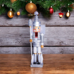 St Helens Glitter Silver Nutcracker 40cm - thumbnail 2