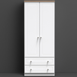 Crowndale Norfolk 2 Door 2 Drawer White Ash and Bardolino Oak Double Wardrobe - thumbnail 1