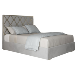 Tammy Single Grey Soft Velvet Upholstered Metal Bed Frame with Panelled Headboard - thumbnail 2