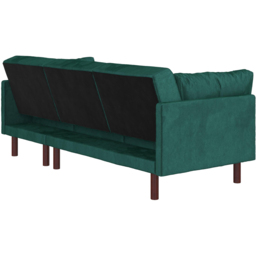 Dorel Clair 3 Seater Green Velvet Sprung Seat Sectional Sofa Bed - thumbnail 4