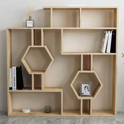 Decorotika Tamara 15 Shelf Geometric Sapphire Oak Bookcase