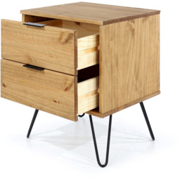 Augusta 2 Drawer Pine Bedside Table - thumbnail 4