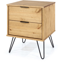 Augusta 2 Drawer Pine Bedside Table - thumbnail 2