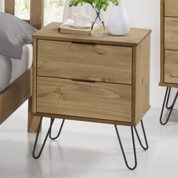 Augusta 2 Drawer Pine Bedside Table - thumbnail 1