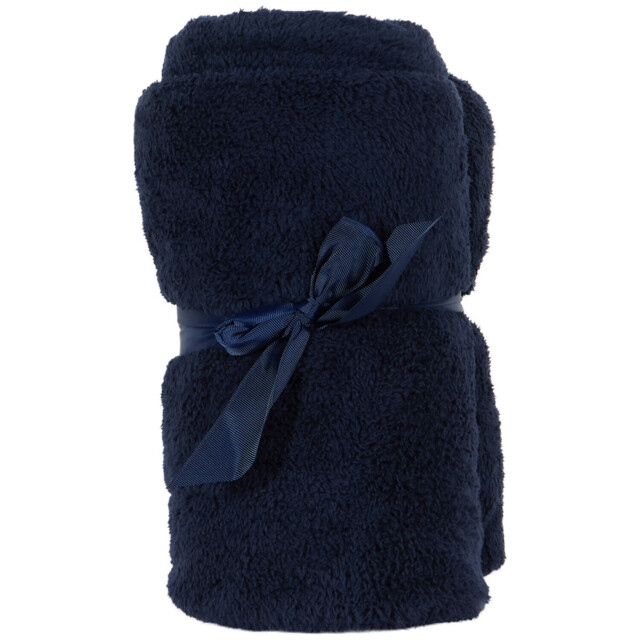 Teddy Fleece Plain Throw - Navy - image 1