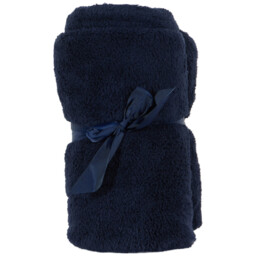 Teddy Fleece Plain Throw - Navy