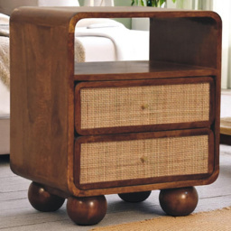 Artisan Furniture Larissa Chestnut 2 Drawer Single Shelf Mango Wood Nightstand - thumbnail 1