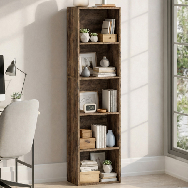 Vida Designs Oxford Dark Wood 5 Shelf Cube Bookcase - image 1