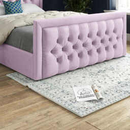 Rovigo Single Pink Soft Velvet Upholstered Bed Frame with Deep Buttoned Headboard - thumbnail 4