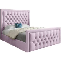 Rovigo Single Pink Soft Velvet Upholstered Bed Frame with Deep Buttoned Headboard - thumbnail 2