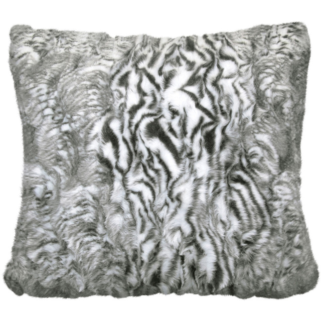 Velosso Siberia Grey Faux Fur Filled Cushion 56 x 56cm 2 Pack - image 1