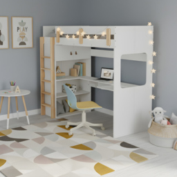 Noa and Nani Nells Classic White High Sleeper Cabin Bed with Built-In Desk and Storage - thumbnail 4