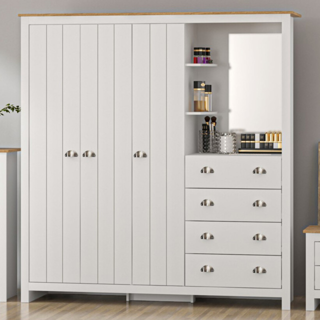 Lexington 3 Door 4 Drawer White Combination Wardrobe - image 1
